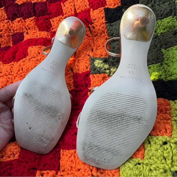 REFORMATION GILDA PLATFORM ANKLE STRAP SANDAL Metallic GOLD Leather Heels sz6.5 - Picture 7 of 11